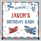 Aperturee - Aperturee Time Flies Plane Clouds Custom Birthday Backdrop